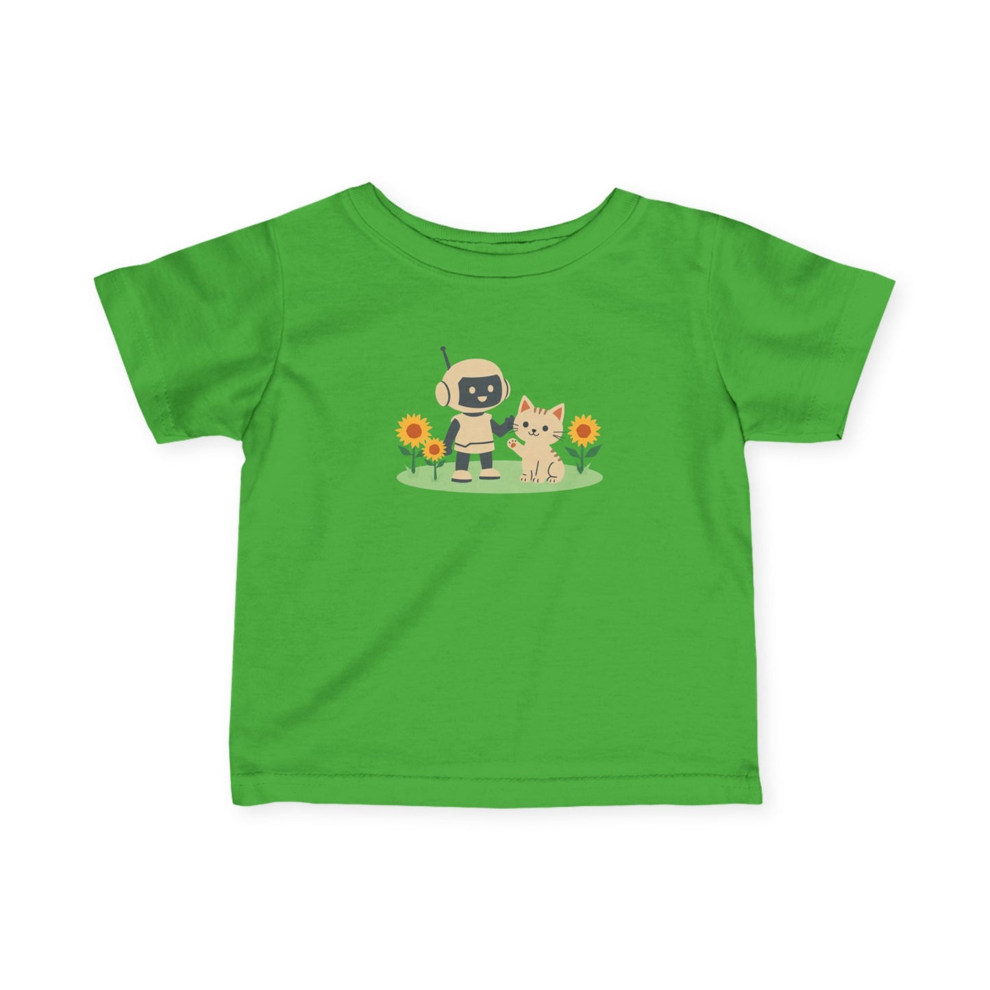 KidBots Kitten and Flowers -  Adorable Infant Fine Jersey Tee with Cute Animal Design, Perfect Gift for Baby Showers, Birthdays, Everyday Wear, Kids Tee, Baby Clothes