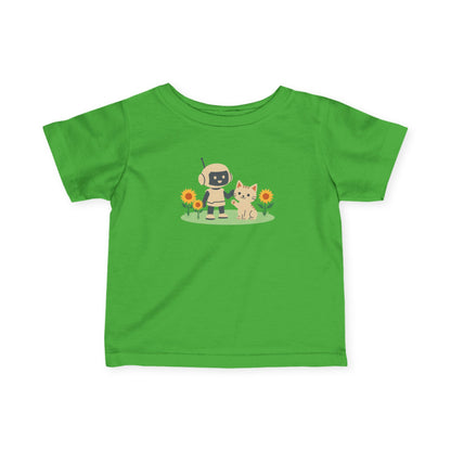 KidBots Kitten and Flowers -  Adorable Infant Fine Jersey Tee with Cute Animal Design, Perfect Gift for Baby Showers, Birthdays, Everyday Wear, Kids Tee, Baby Clothes
