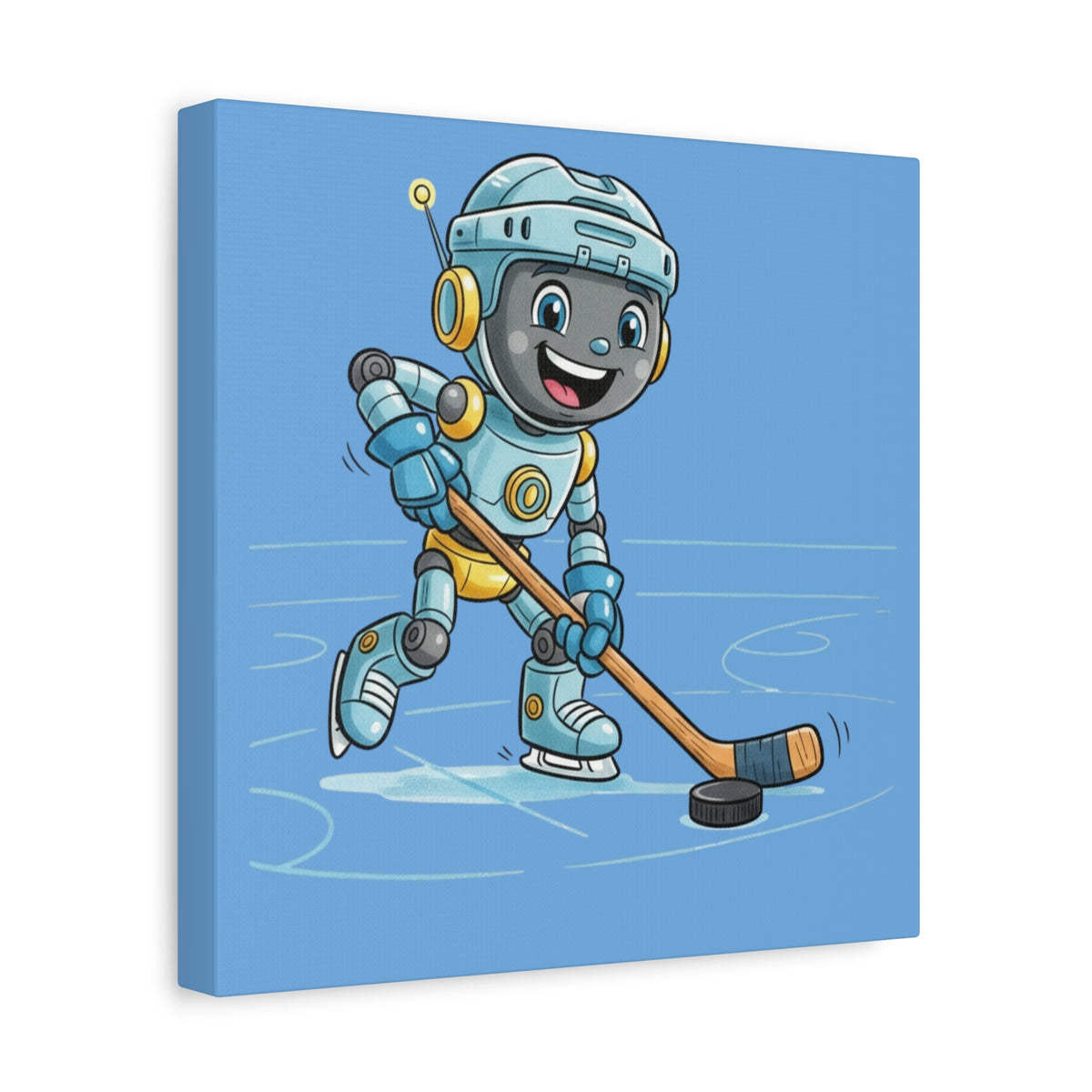 Kidbots Sports Collection, Hockey H, Whimsical Canvas Art, Playful Wall Decor, Kid-Friendly Room Accent, Nursery Artwork, Gift for Dog Lovers