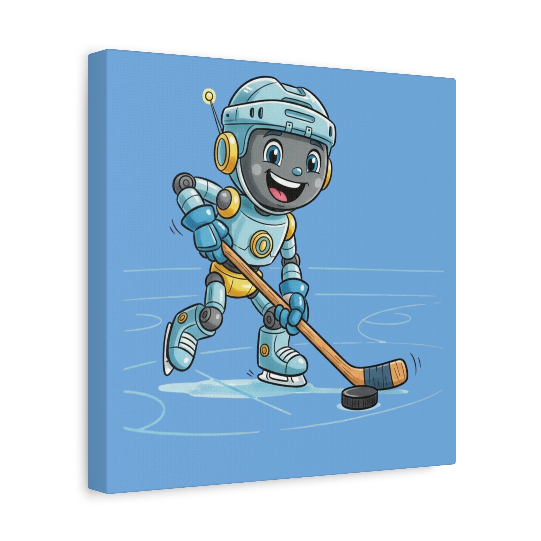 Kidbots Sports Collection, Hockey H, Whimsical Canvas Art, Playful Wall Decor, Kid-Friendly Room Accent, Nursery Artwork, Gift for Dog Lovers