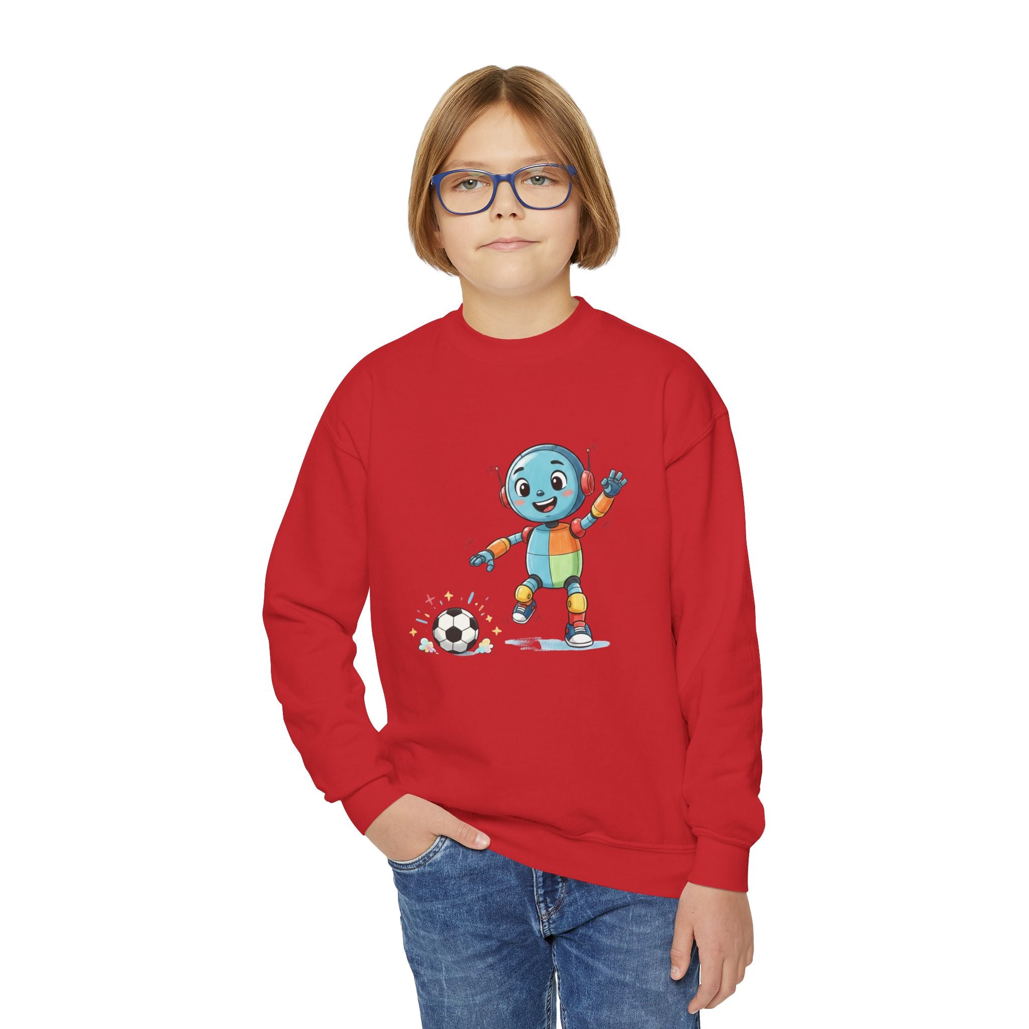 KidBots Football / Soccer, Youth Crewneck Sweatshirt, Fun Kids Clothing, Gift for Children, Spring Look, Casual Wear