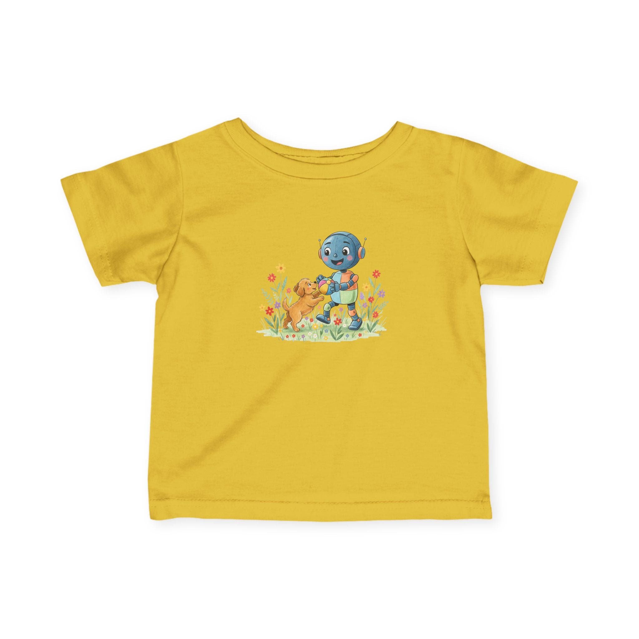 KidBots Puppy and Ball -  Adorable Infant Fine Jersey Tee with Cute Animal Design, Perfect Gift for Baby Showers, Birthdays, Everyday Wear, Kids Tee, Baby Clothes