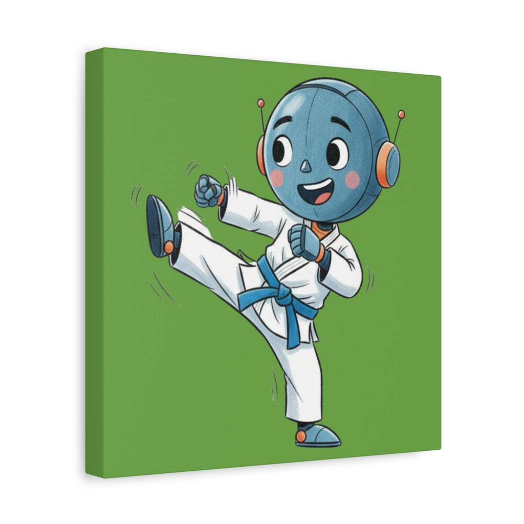 Kidbots Sports Collection, Karate B, Whimsical Canvas Art, Playful Wall Decor, Kid-Friendly Room Accent, Nursery Artwork, Gift for Karate