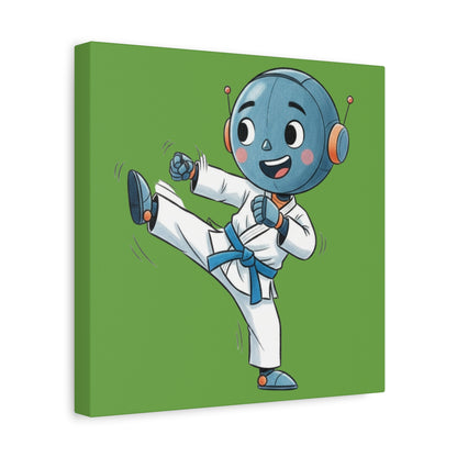 Kidbots Sports Collection, Karate B, Whimsical Canvas Art, Playful Wall Decor, Kid-Friendly Room Accent, Nursery Artwork, Gift for Karate