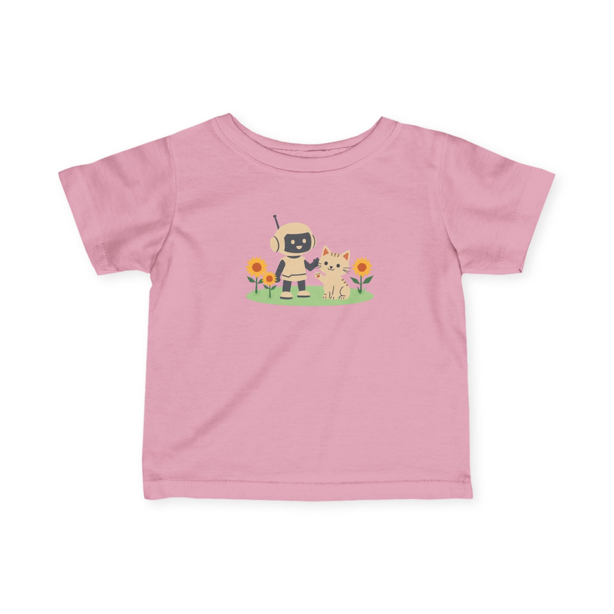 KidBots Kitten and Flowers -  Adorable Infant Fine Jersey Tee with Cute Animal Design, Perfect Gift for Baby Showers, Birthdays, Everyday Wear, Kids Tee, Baby Clothes