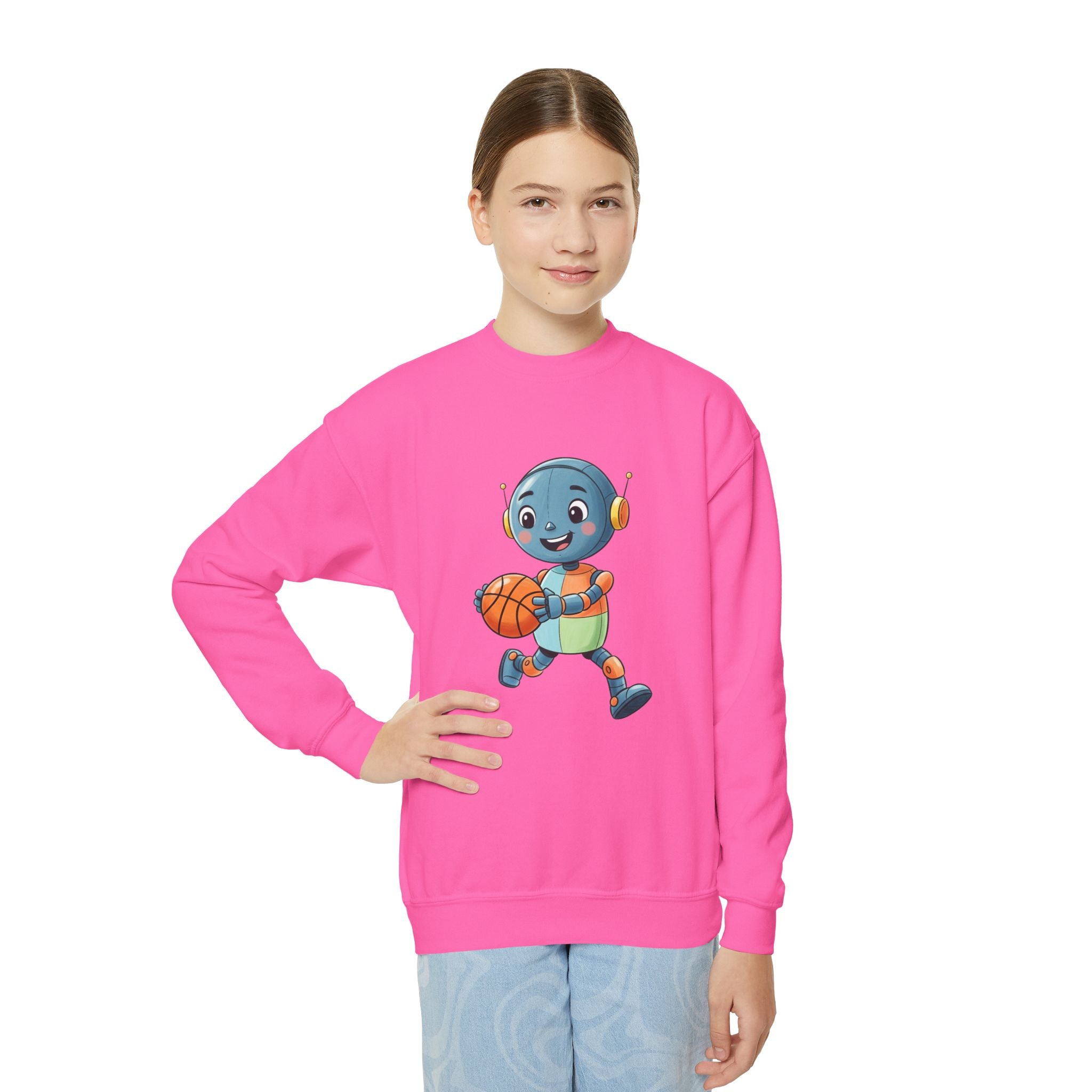 KidBots BBall, Youth Crewneck Sweatshirt, Fun Kids Clothing, Gift for Children, Spring Look, Casual Wear
