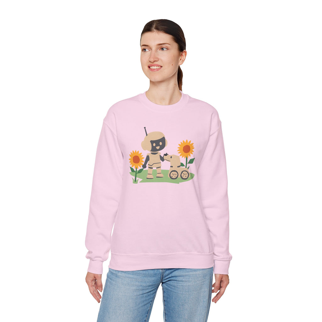 Cute Robot and Dog Sweatshirt, Adult Unisex Crewneck, Cozy Gift for Tech Lovers, Perfect for Fall Days, Sweatshirt, Adult Size