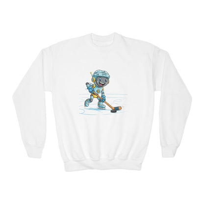 KidBots Hockey H, Youth Crewneck Sweatshirt
