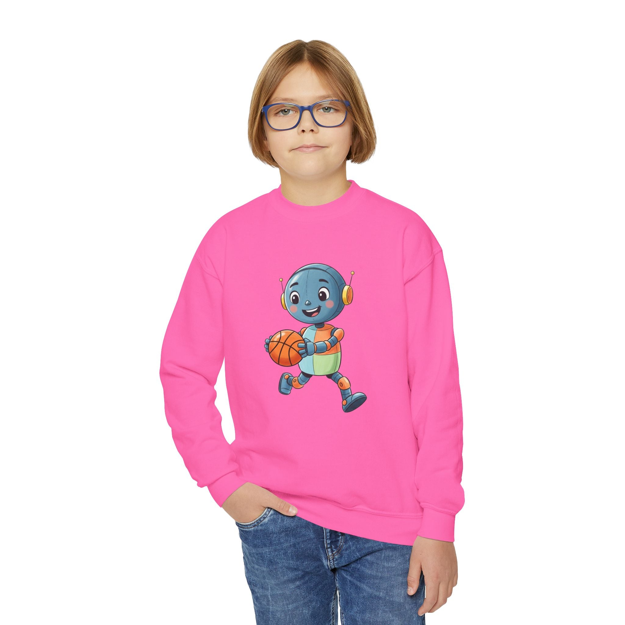 KidBots BBall, Youth Crewneck Sweatshirt, Fun Kids Clothing, Gift for Children, Spring Look, Casual Wear