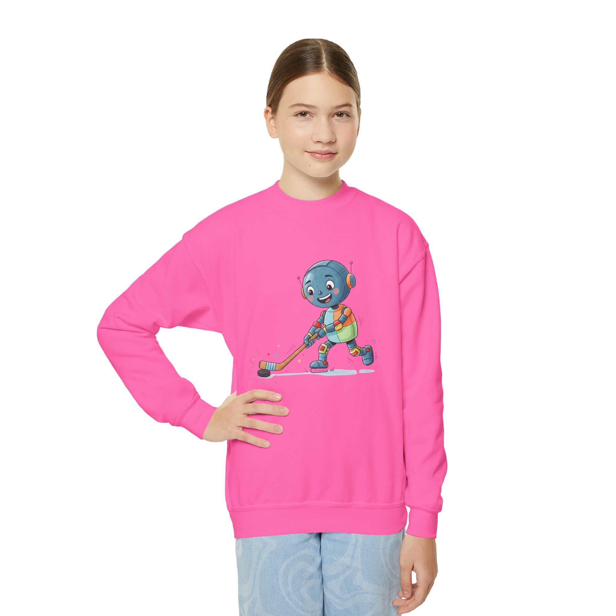 KidBots Hockey G, Youth Crewneck Sweatshirt, Fun Kids Clothing, Gift for Children, Spring Look, Casual Wear