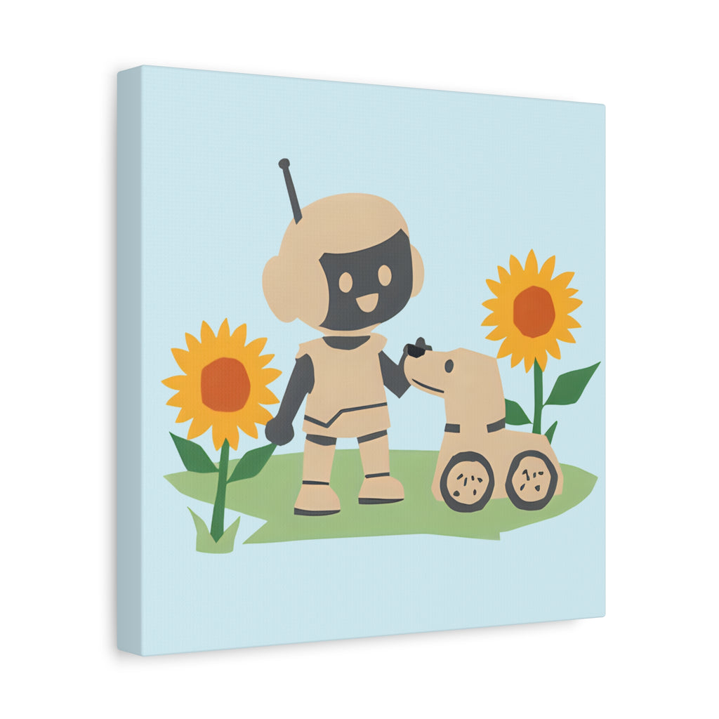 Kidbots Collection, Pup on Wheels, Whimsical Canvas Art, Playful Wall Decor, Kid-Friendly Room Accent, Nursery Artwork, Gift for Dog Lovers