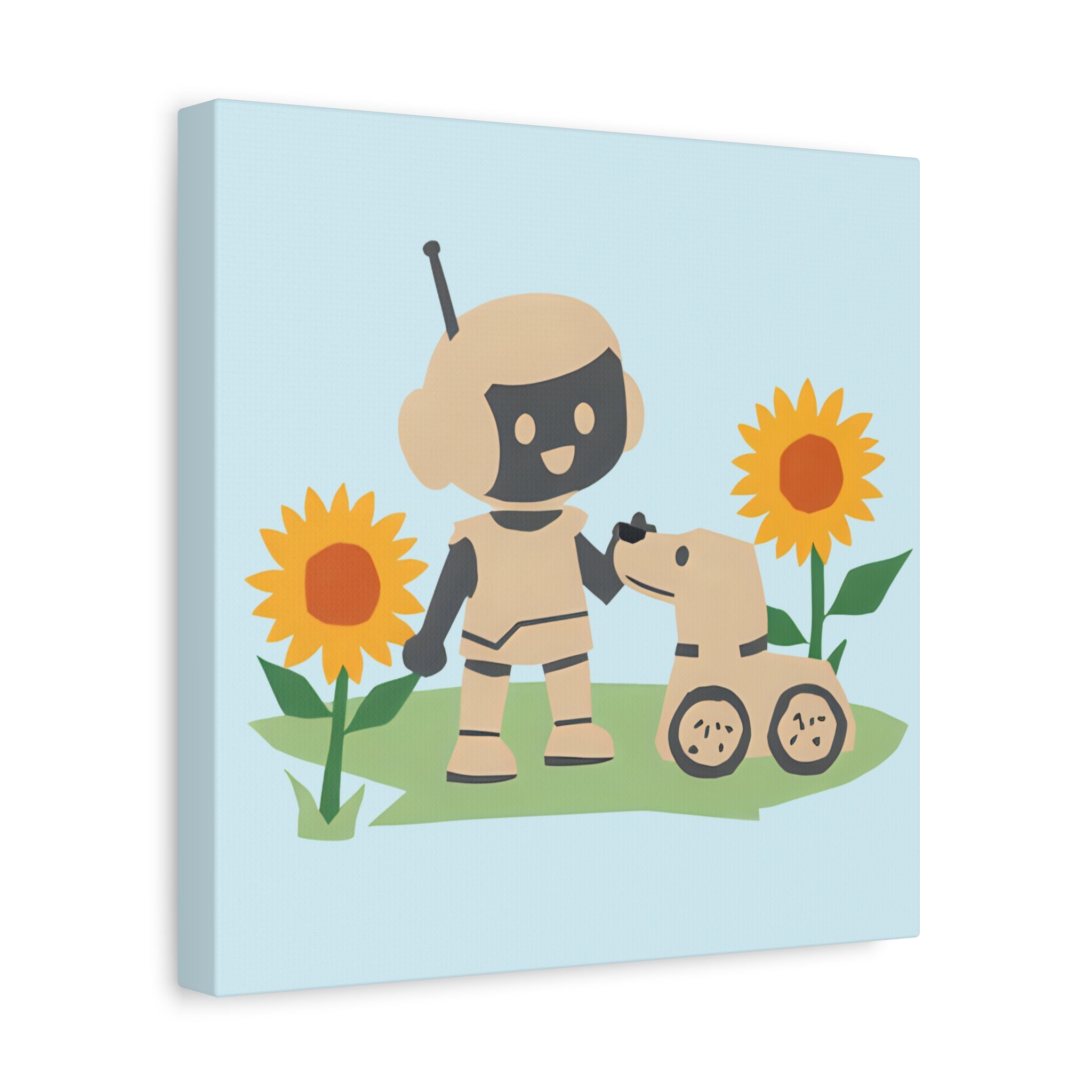 Kidbots Collection, Pup on Wheels, Whimsical Canvas Art, Playful Wall Decor, Kid-Friendly Room Accent, Nursery Artwork, Gift for Dog Lovers