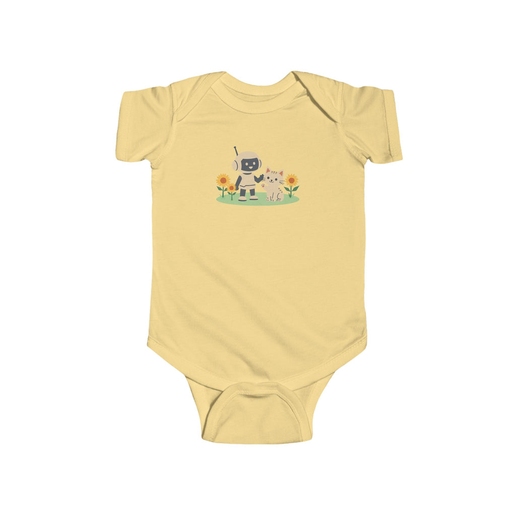 KidBots Kitten in Sunflowers Baby Bodysuit, Adorable Infant Onesie with Playful Design, Perfect for Baby Showers, Birthdays, Everyday Wear, Gifts