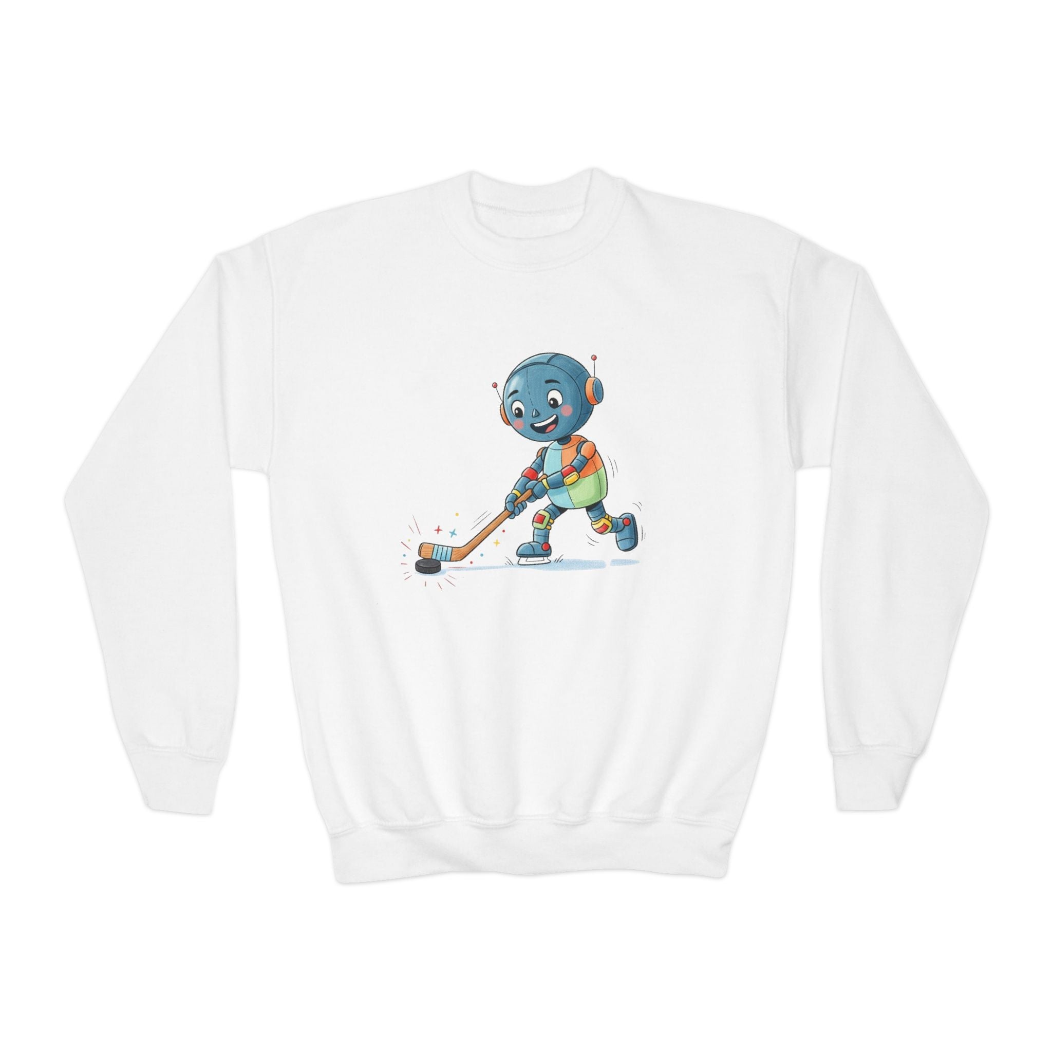 KidBots Hockey G, Youth Crewneck Sweatshirt, Fun Kids Clothing, Gift for Children, Spring Look, Casual Wear