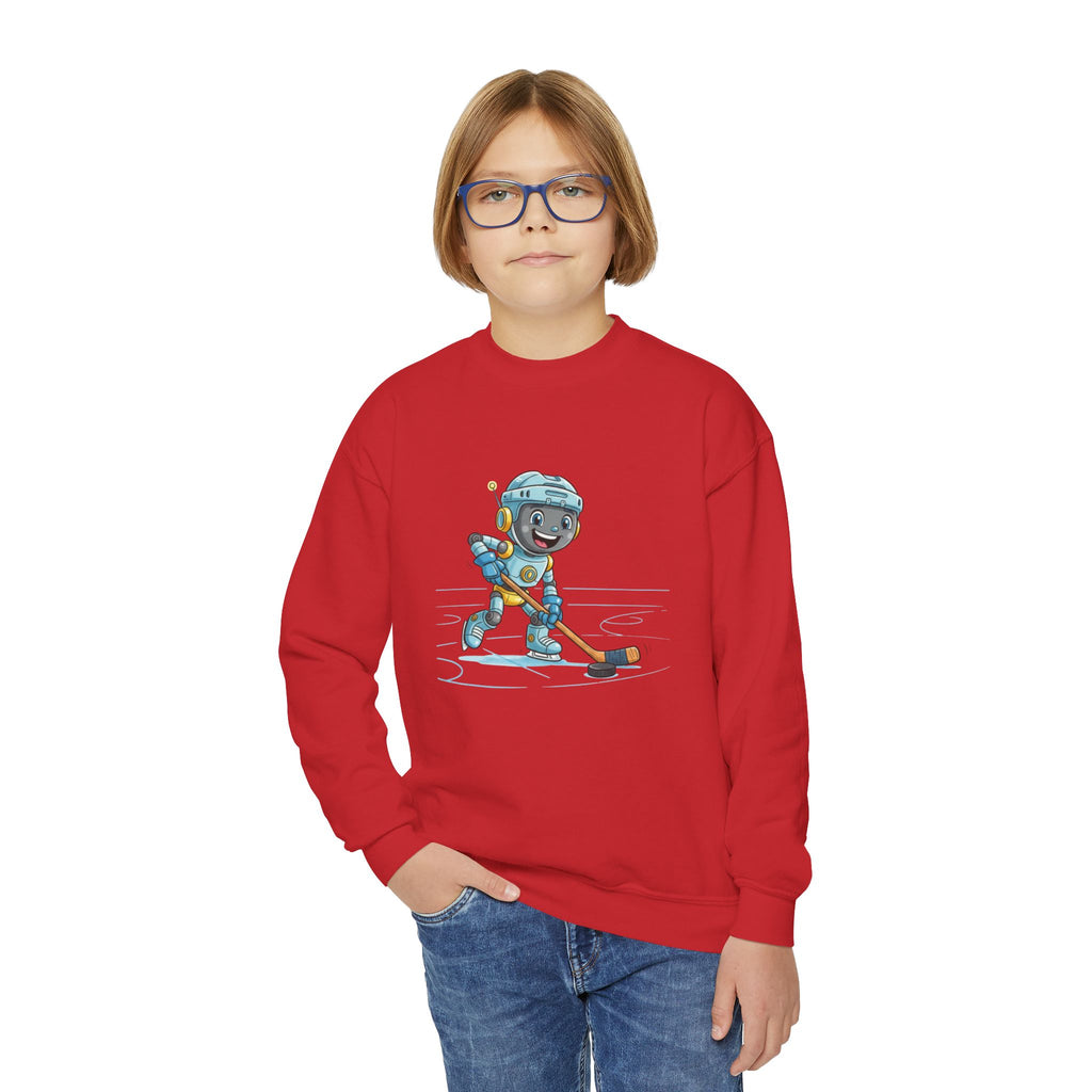 KidBots Hockey H, Youth Crewneck Sweatshirt, Fun Kids Clothing, Gift for Children, Spring Look, Casual Wear
