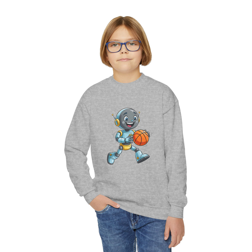 KidBots Basketball, Youth Crewneck Sweatshirt, Fun Kids Clothing, Gift for Children, Spring Look, Casual Wear