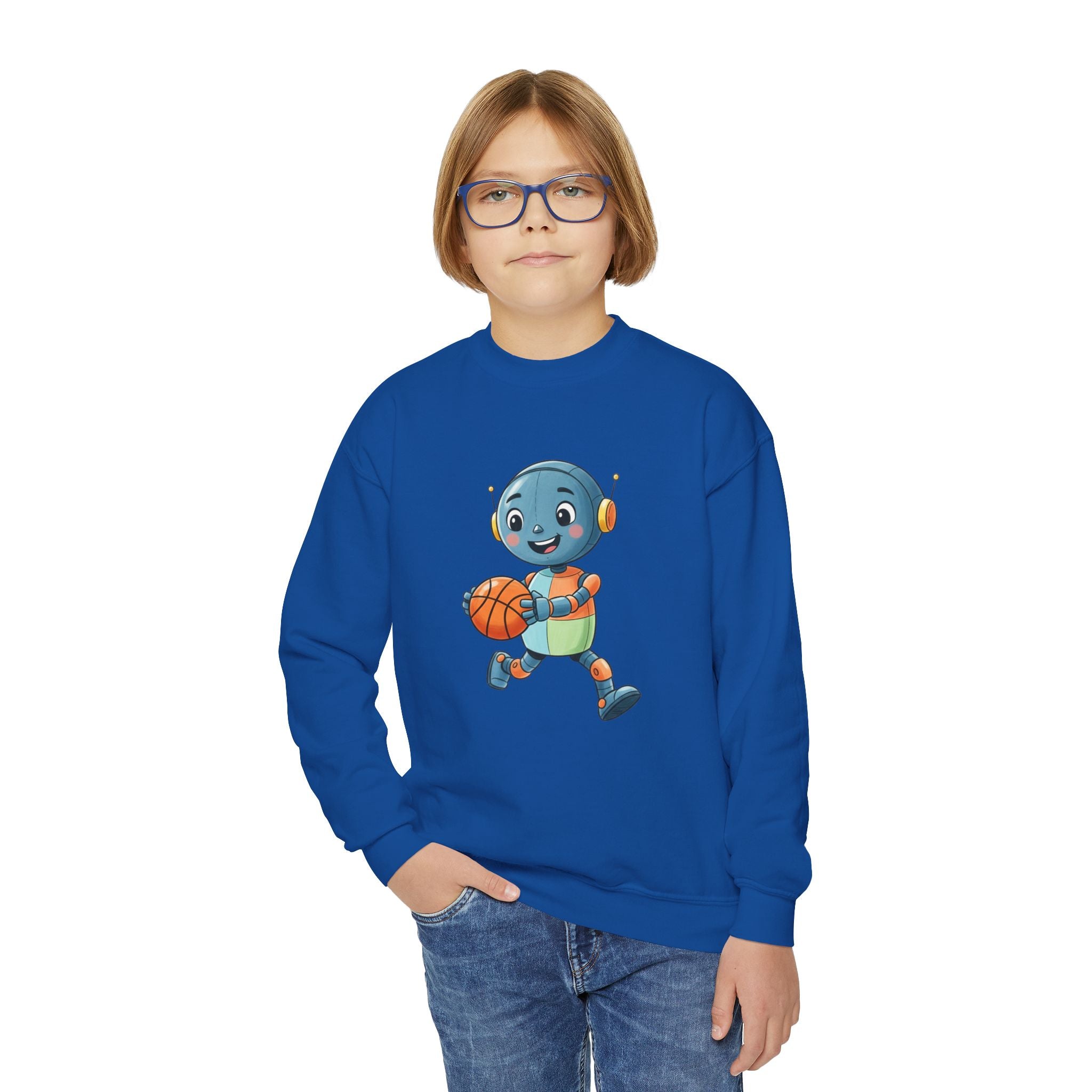 KidBots BBall, Youth Crewneck Sweatshirt, Fun Kids Clothing, Gift for Children, Spring Look, Casual Wear